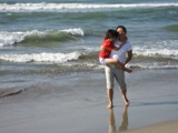 Mother and daughter at the beach